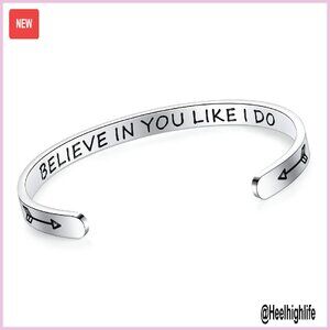 Stainless Steel Cuff Bracelet Adjustable Inspirational Gift Box